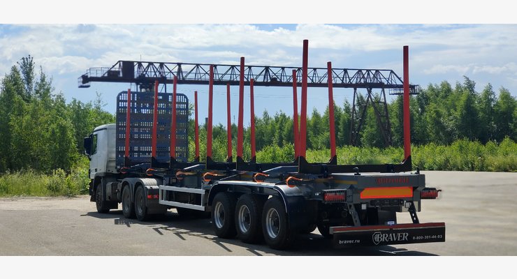 Полуприцеп-сортиментовоз BRAVER BC-330B — общий вид сзади сбоку